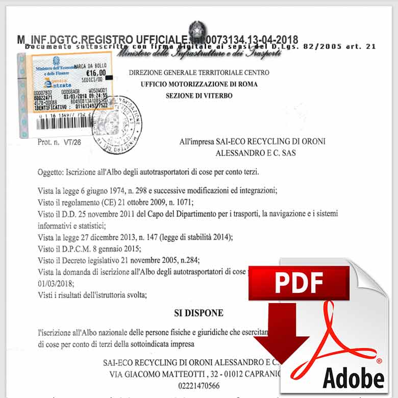Sai Eco autorizzazione mezzi d opera